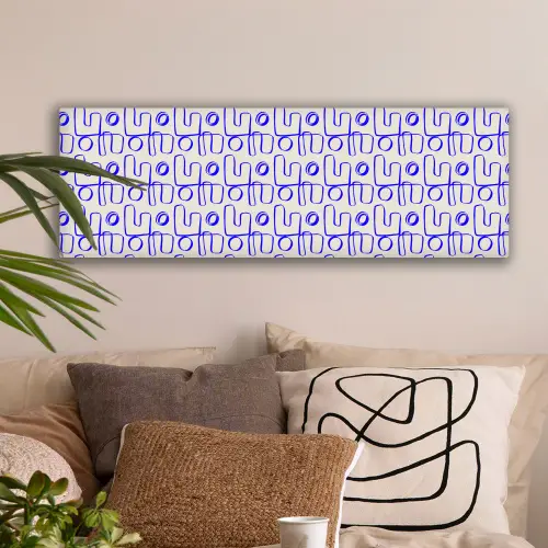 Blauw - Patroon - Beige - Abstract canvas 2cm klein 828 -sfeer1