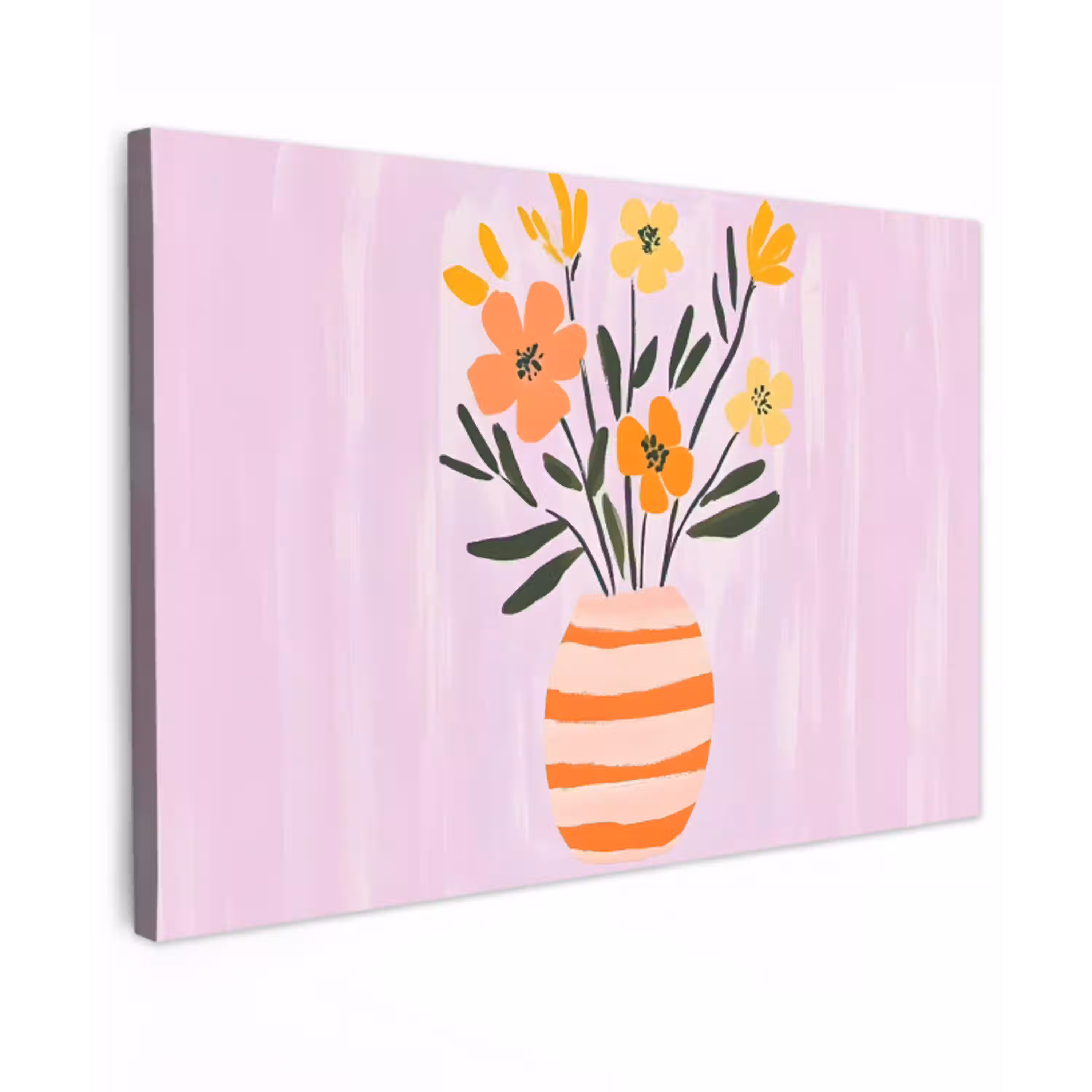 Vaas - Gestreept - Bloemen - Oranje canvas 2cm klein -z3d