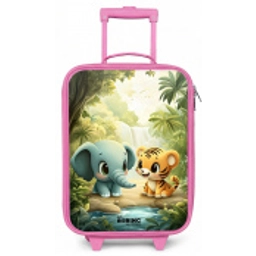 Olifant - Tijger - Bos - Jungle Kinderkoffer - Roze klein -zz3dotto