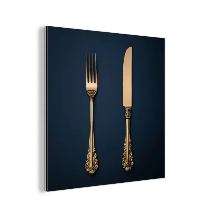 Bestek - Donkerblauw - Goud aluminium wit klein -3d