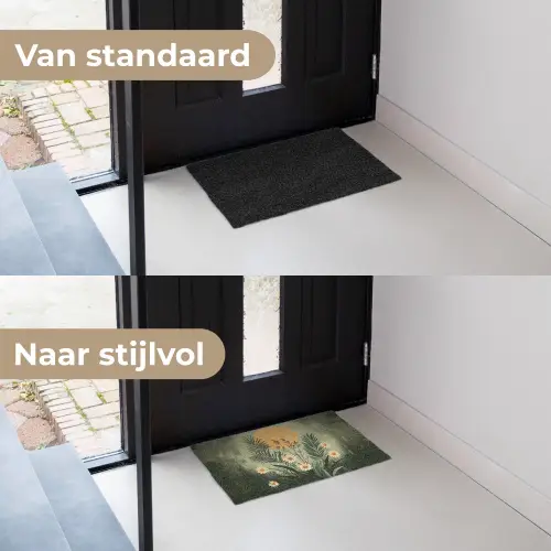 Bloemen - Bladeren - Zon - Groen Deurmat klein -voor-na_NL