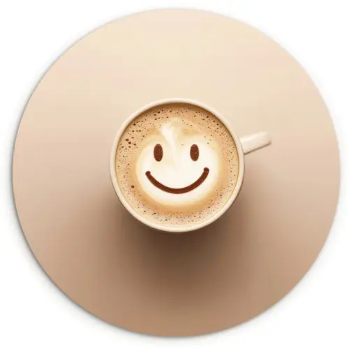 Koffie - Melkschuim - Lach - Beige Wandcirkel kunststof plaat 5mm dik klein -3d