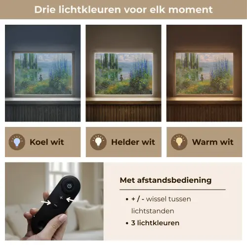 Bloemen - Meer - Bergen - Groen Light Box met batterij (Wandlamp) middel -USP_lichtkleurNL
