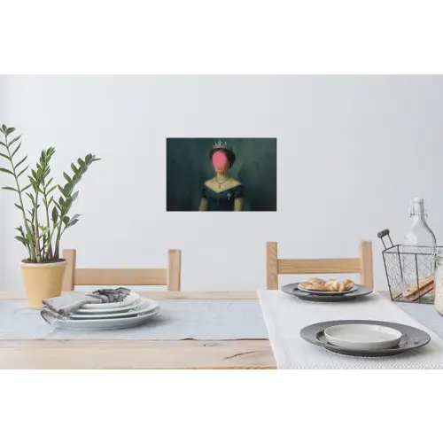 Kroon - Roze druipend verf - Portret Muursticker klein -eettafel