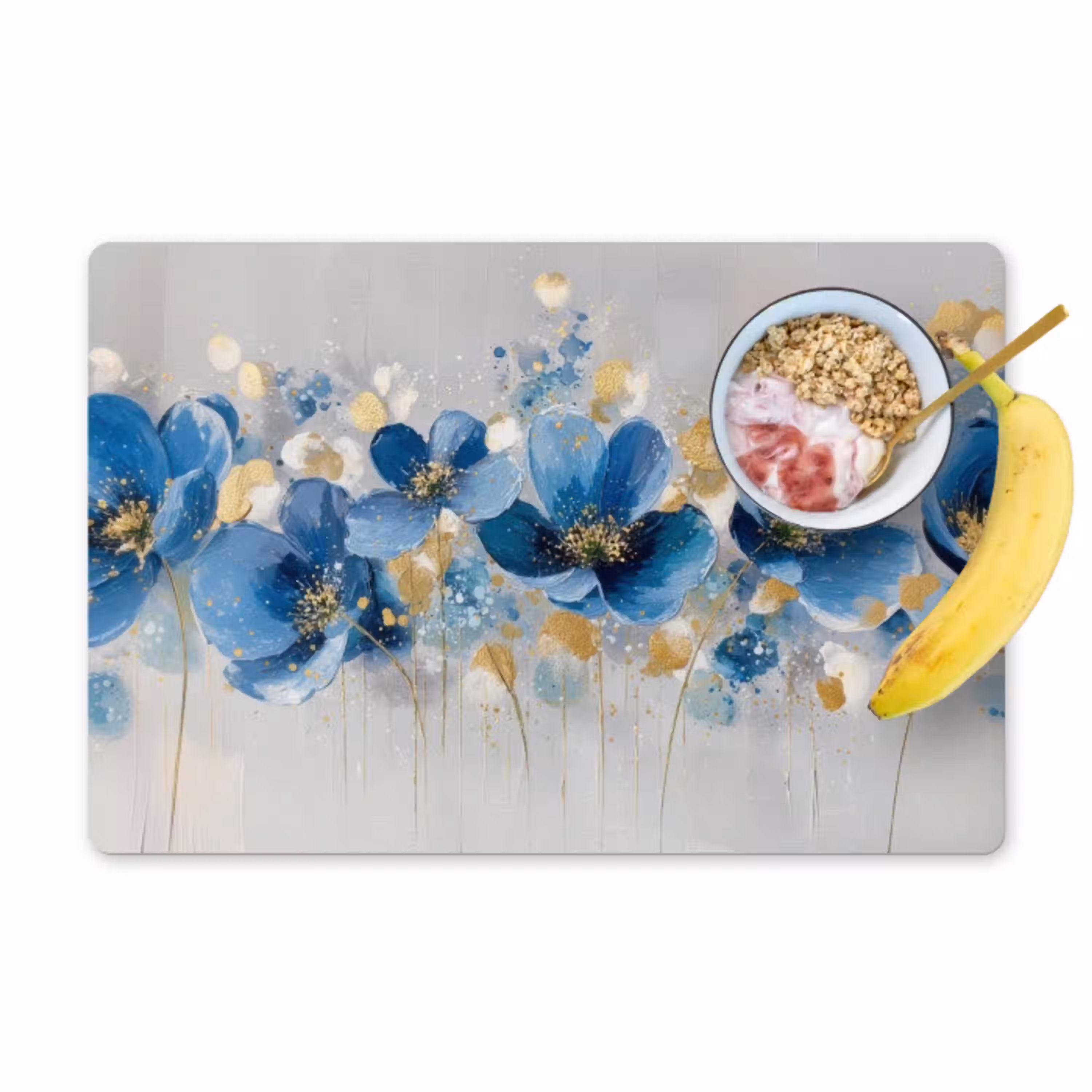 Bloemen - Blauw - Abstract Placemat vinyl groot -zzzproduct_Kitchenyeah-website