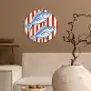 Vissen - Verticale strepen - Blauw - Rood Wandcirkel kunststof plaat 5mm dik klein -sfeer1