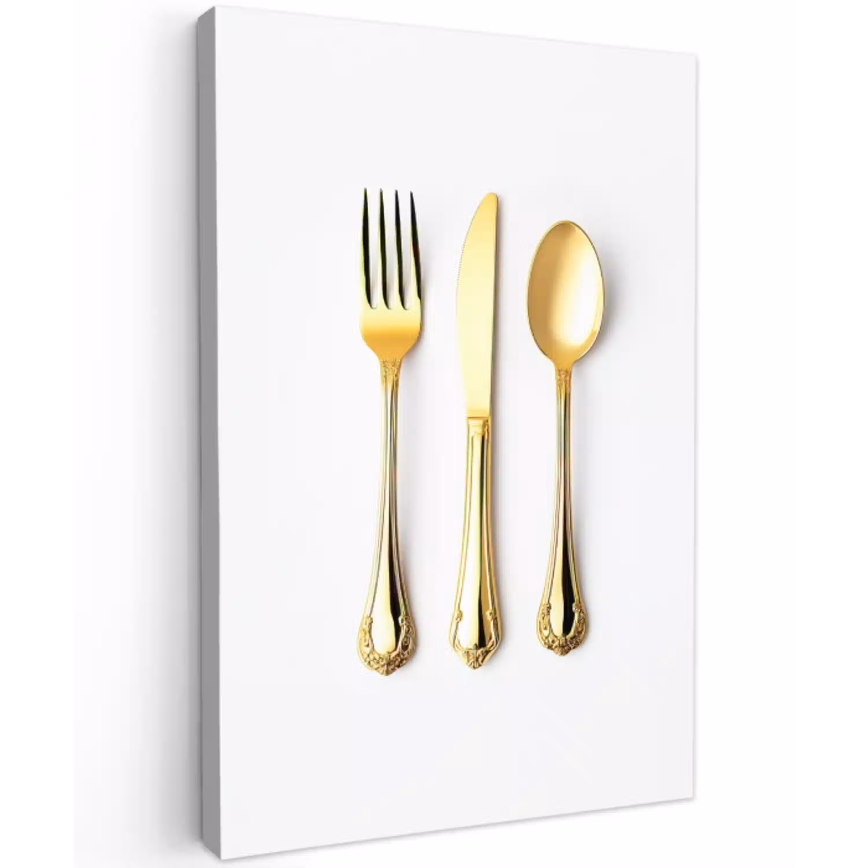 Bestek - Goud Tuinposter op houten frame 2 cm dik middel -3d