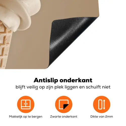 IJs - Softijs - Romig - Hoorntje - Beige Inductie beschermer vinyl 3mm klein -zzzzzzz-td-onderkant