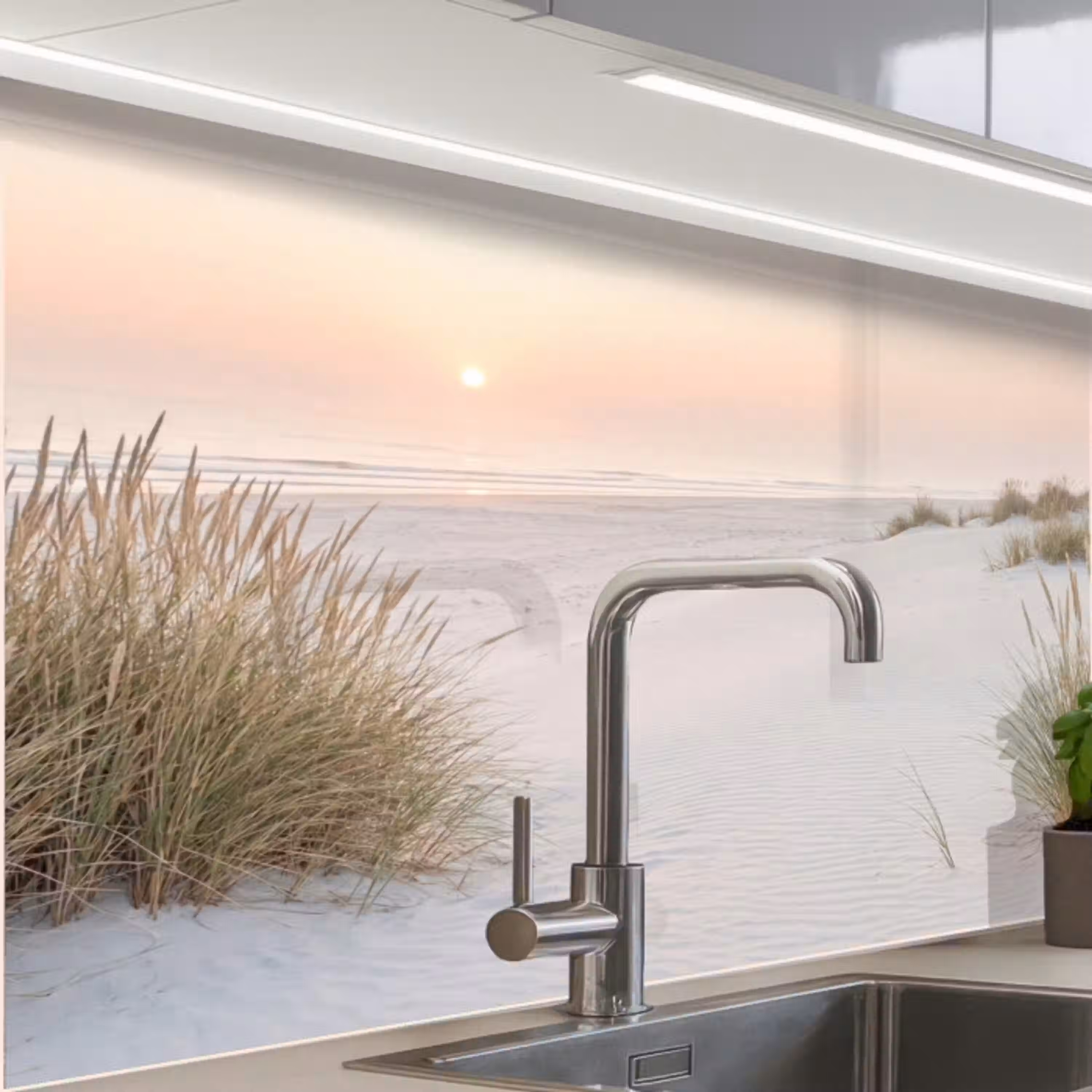 Horizon - Duinlandschap - Zand keuken achterwand 2 middel -zzzz3d_schuin