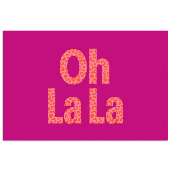 Oh la la - Luipaardprint - Roze poster papier klein -3d