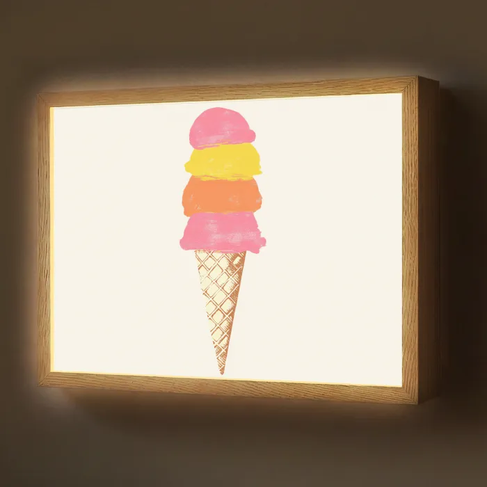 Schepijs - Hoorntje - Illustratie - Minimalistisch Light Box met batterij (Wandlamp) middel -z3d_website