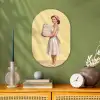 Handdoeken - Vrouw - Jurk - Roze Wandcirkel Ovaal Forex klein -sfeer2