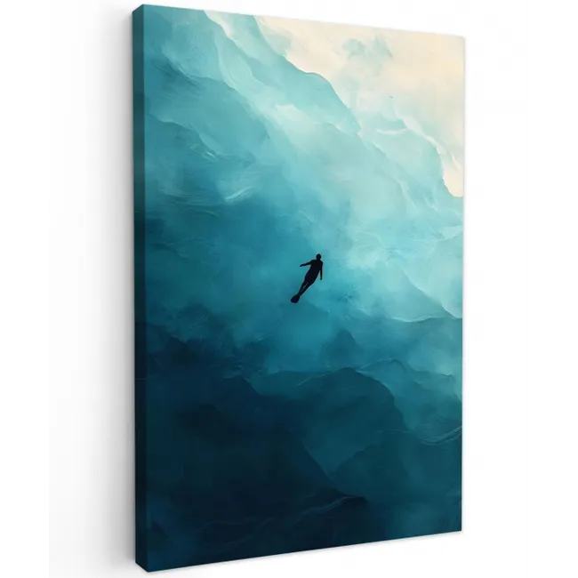 Zee - Silhouet - Abstract - Blauw canvas 2cm klein -z3d