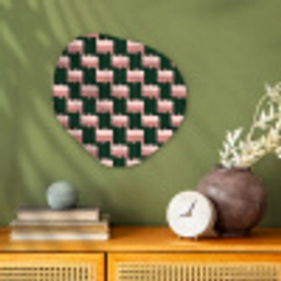 Vlechtpatroon - Groen - Roze - Geometrisch Wandcirkel Organisch Forex 3mm klein 629 -sfeer2