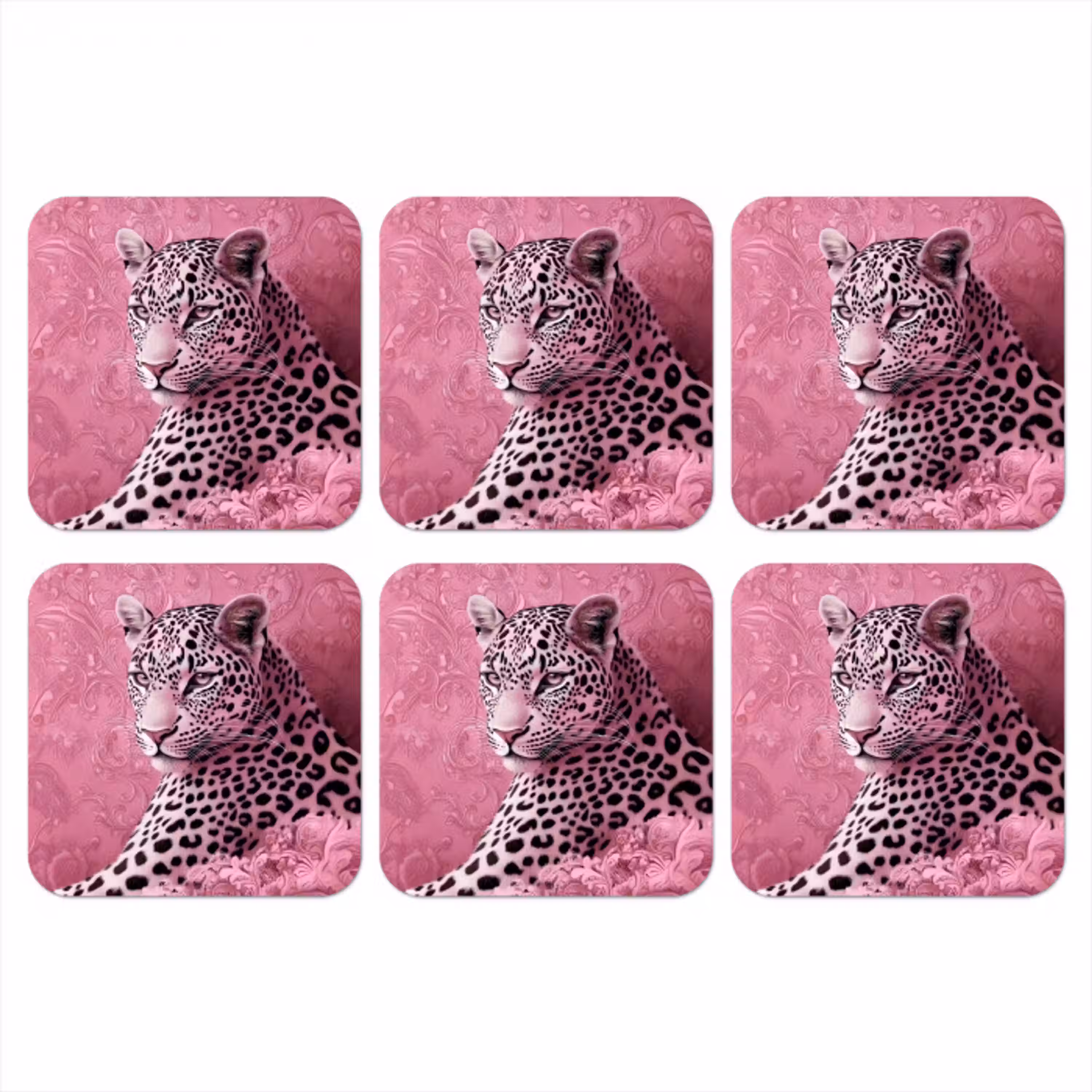 Panter - Luxe - Roze onderzetter kurk middel -3d