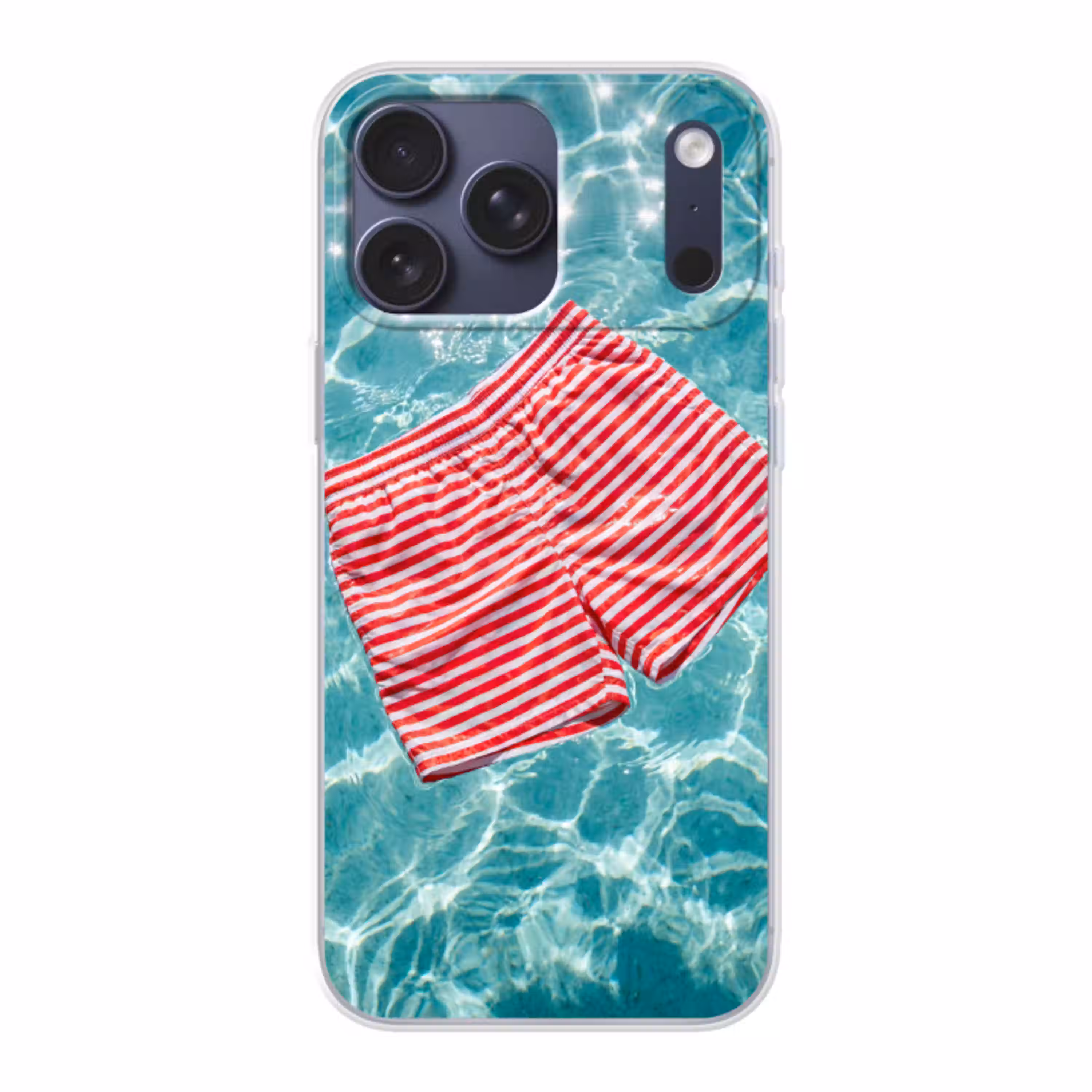 Zwemkleding - Gestreept - Water - Zomer - Rood-wit Telefoonhoesje iPhone 17 Pro Max klein -3d