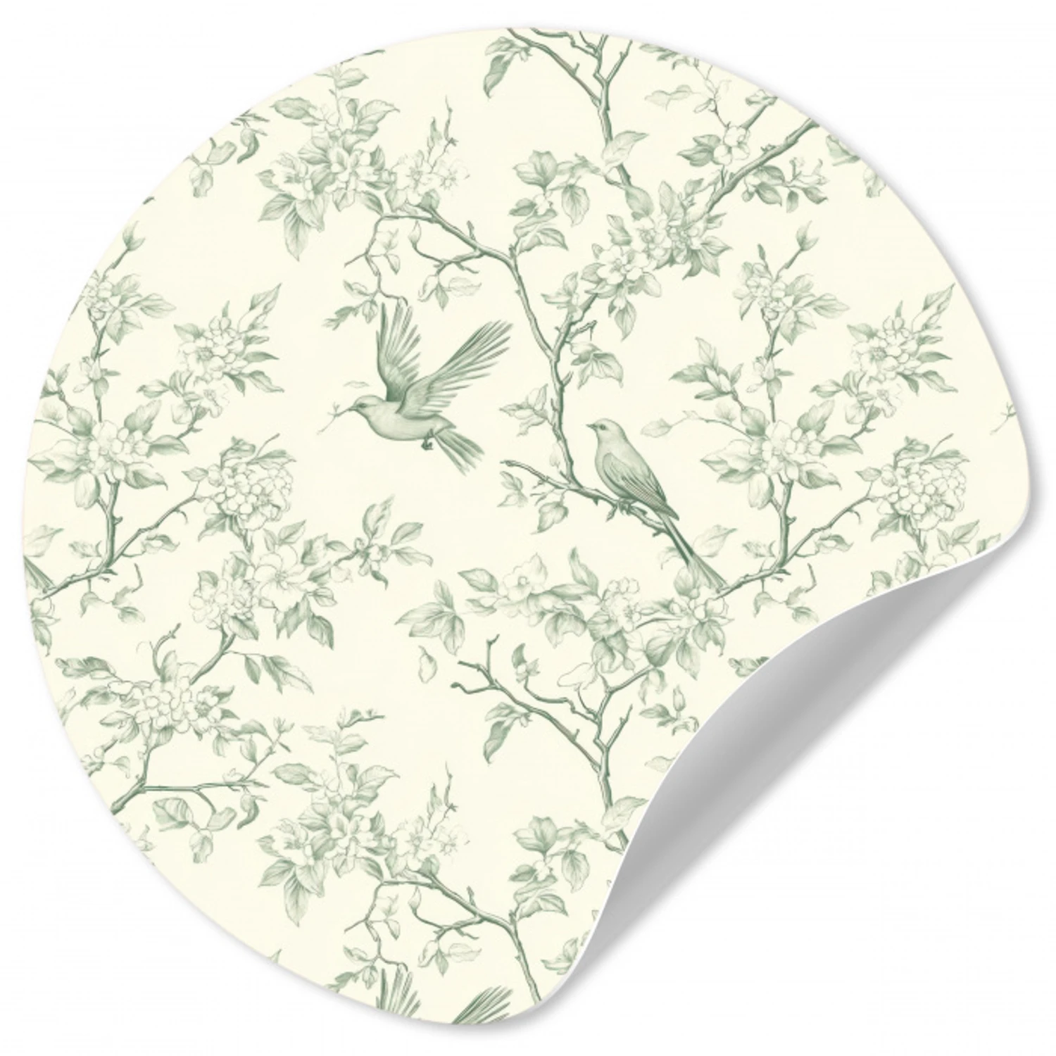 Klassiek - Vogels - Groen Wandcirkel behangsticker klein 186 -3d