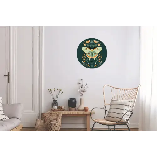 Sierlijk - Vlinder - Groen - Bladeren Wandcirkel aluminium klein -woonkamer