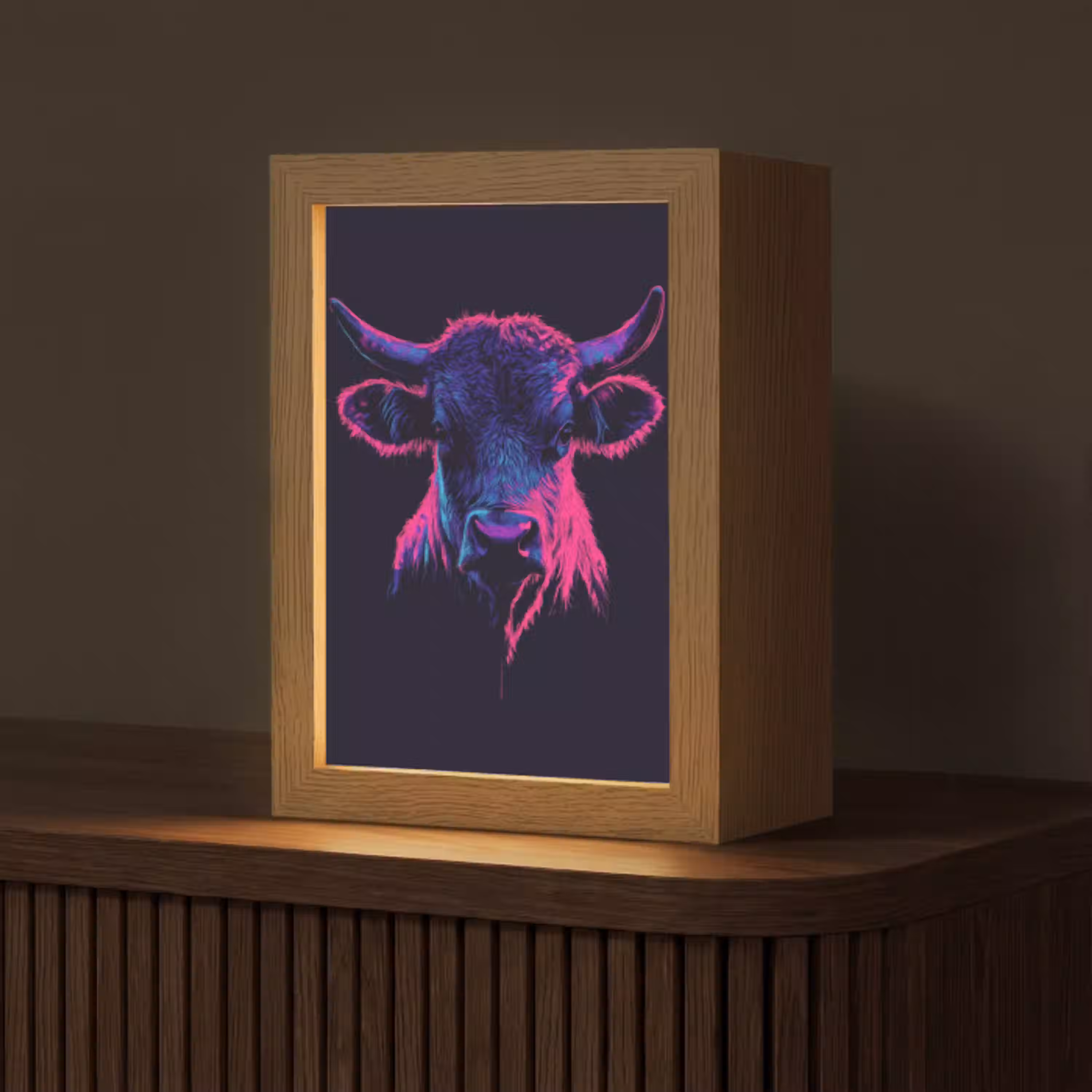 Stier - Neon - Zwart - Kleur Light Box met kabel (Tafellamp) klein -z3d_website