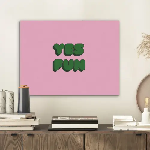 Yes fun - Groen - Roze PET vilt klein -sfeer1