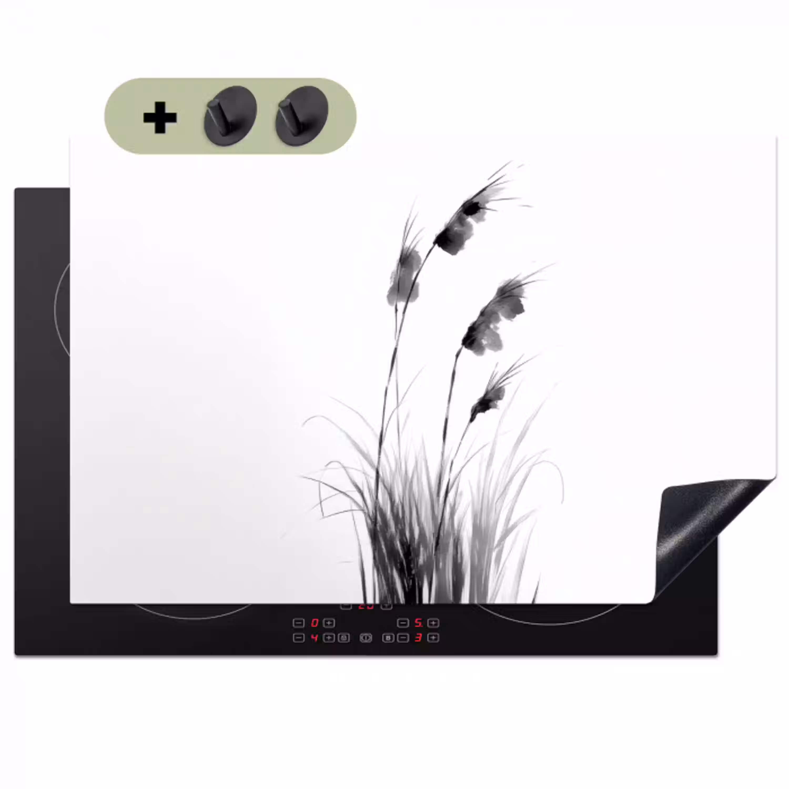 Minimalistisch - Stelen - Wit Inductie beschemer met haakjes klein -3d