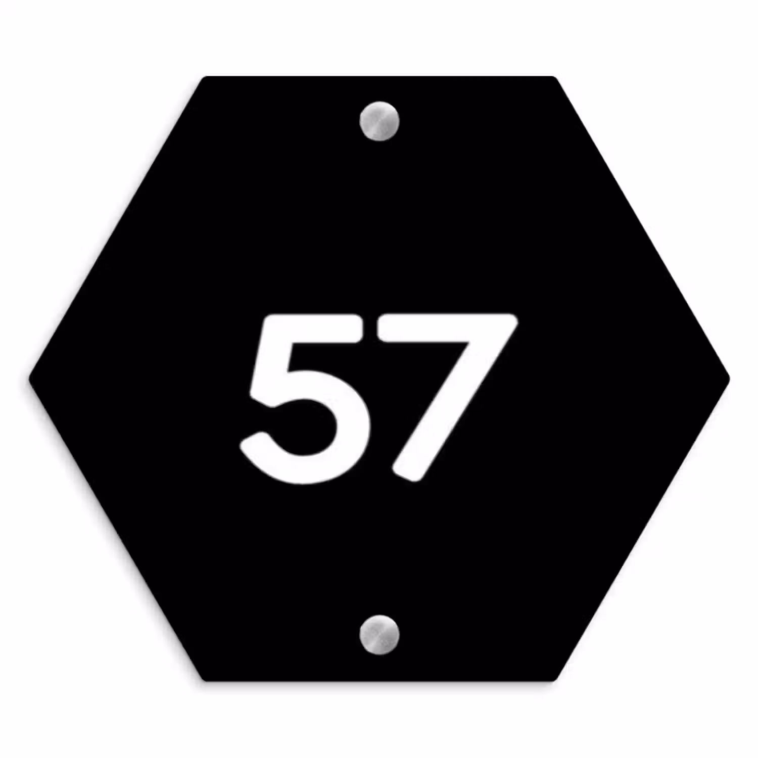 Namensschild Haustür Hexagon - Schwarze Oberfläche - Traditionell