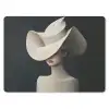 Vrouw - Golvende - Hoed muismat rubber klein -3d