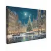 Kerstnacht - Stadsplein - Meerkleurig canvas 2cm klein -z3d