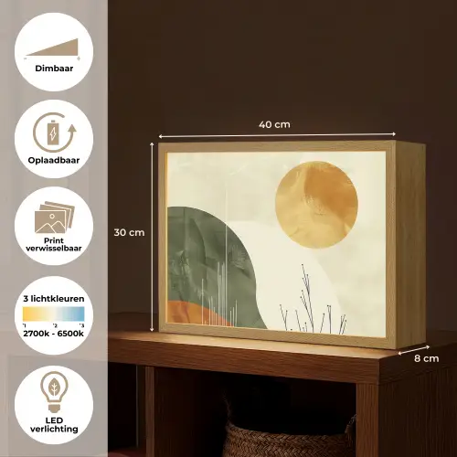 Abstract - Landschap - Zon - Kunst Light Box met batterij (Wandlamp) middel -USP_websiteoverzichtNL