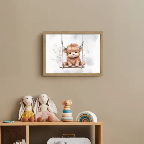 Schotse hooglander - Dier - Kinderen Light Box met batterij (Wandlamp kind) middel -sfeer2_kind