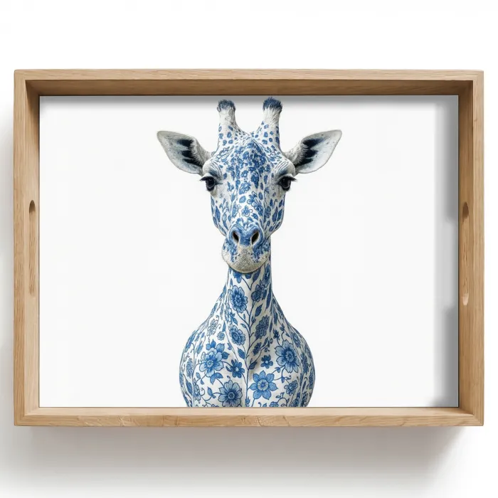Giraffe - Delfts blauw - Dieren - Minimalistisch Dienblad Rechthoek middel -z3d_shopping