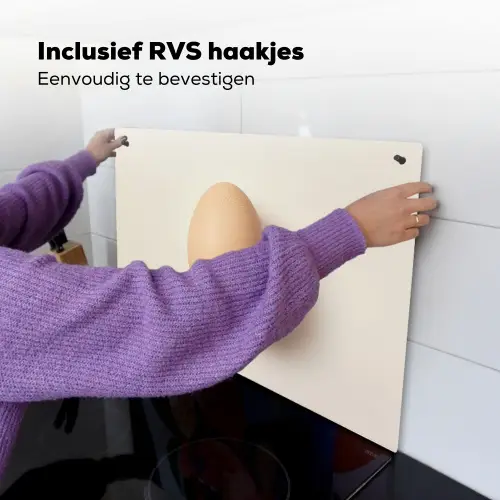 Ei - Beige - Ovaal - Egaal Inductie beschemer met haakjes klein -ky-ophangen-nl