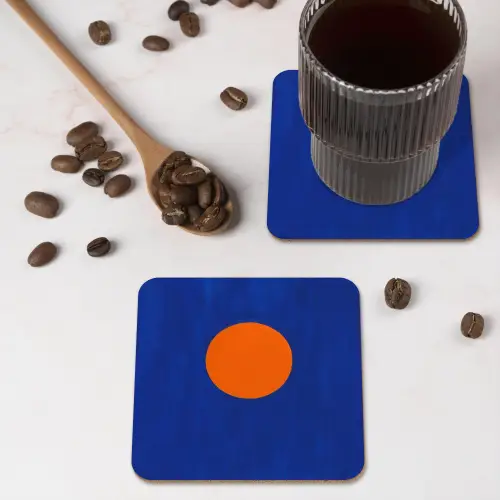 Vorm - Rond - Minimalistisch - Blauw onderzetter kurk middel -sfeer2