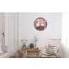 Doorkijk - Parijs - Eiffeltoren - Roze - Kersenbloesem Wandcirkel aluminium klein -woonkamer