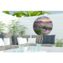 Lavendel - Bloemen - Zonsondergang - Paars - Weide Wandcirkel tuinposter met ringen klein -buiten2