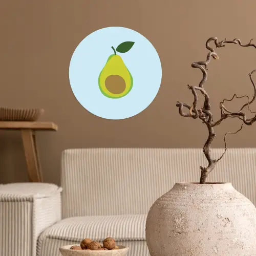 Avocado - Illustratie - Groene - Vrucht Wandcirkel behangsticker klein -sfeer1