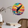 Zonsondergang - Walvis - Geschilderd - Kleurrijk Wandcirkel behangsticker klein -sfeer3