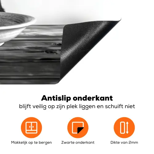 Schotse Hooglander - Spaghetti - Dieren - Zwart wit Inductie beschermer vinyl 3mm klein -zzzzzzz-td-onderkant