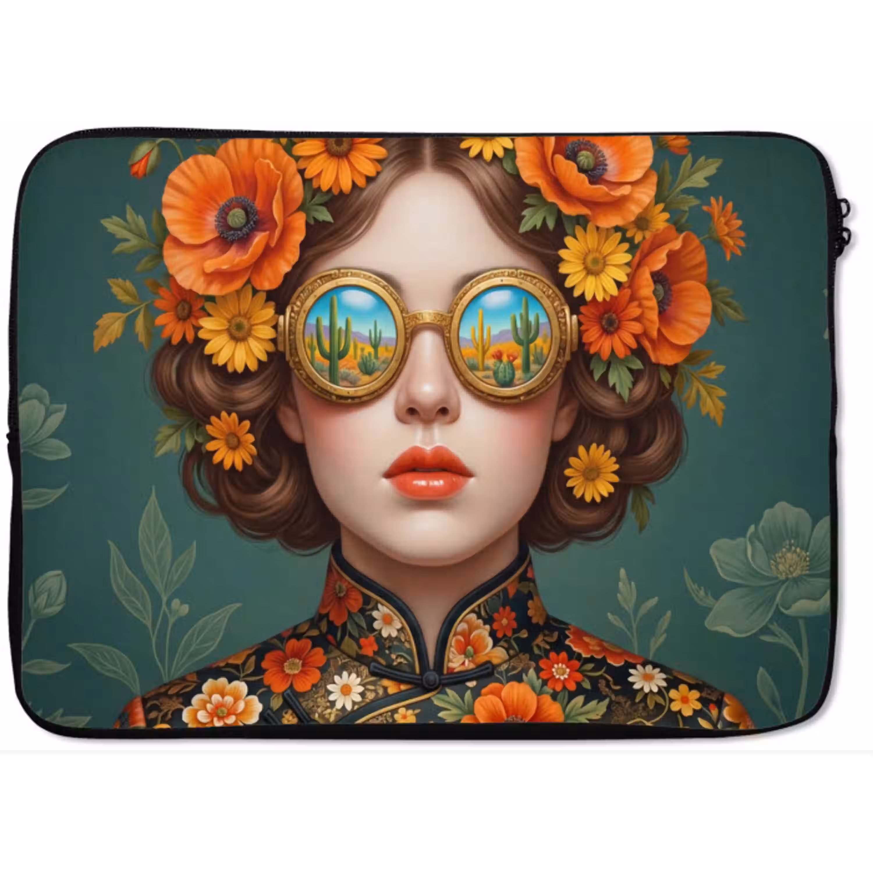 Portret - Vrouw - Kleurrijk - Expressief laptophoes neopreen klein -zkaufland3dotto