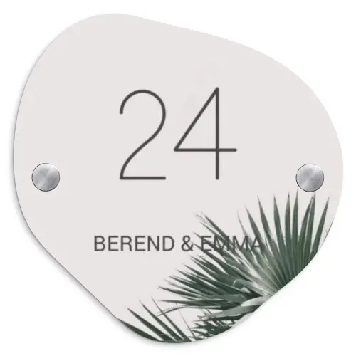 Lichtroze met palmblad - Klassiek Naambord Organisch middel -3d