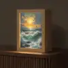Zee - Zon - Golven - Rotsen Light Box met kabel (Tafellamp) klein -z3d_website