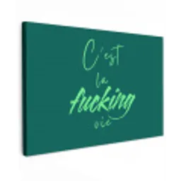 c'est la fucking vie - Groen - Handgeschreven canvas 2cm klein -z3d