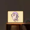 Pinguïn - Rolschaatsen - Geel - Energiek Light Box met batterij (Wandlamp kind) middel -sfeer1_kind