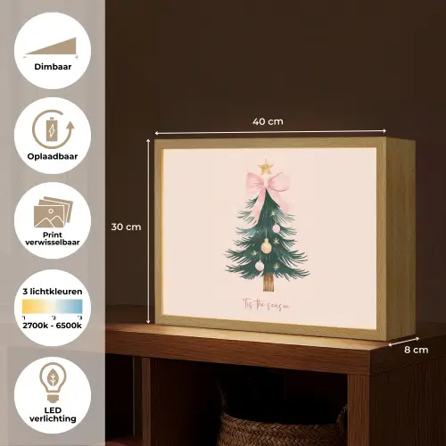 Christmas Season - Kerst - Kerstboom - Roze Light Box met batterij (Wandlamp) middel -USP_websiteoverzichtNL