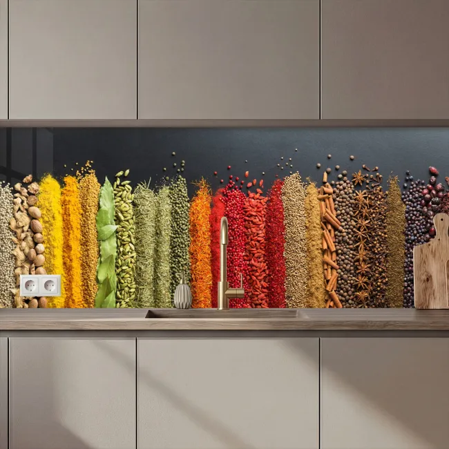 Kitchen Wall Splashback - Spices - Herbs - Jobs - Rainbow