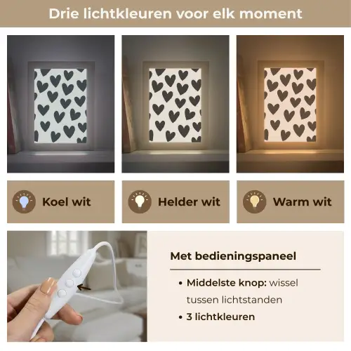 Hartjes - Zwart - Beige Light Box met kabel (Tafellamp) klein -USP_lichtkleurNL