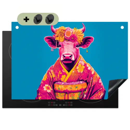 Koe - Bloemenkrans - Oorhangers - Kimono Inductie beschemer met haakjes klein -3d