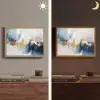 Goud - Blauw - Verf - Kunst - Modern Light Box met batterij (Wandlamp) middel -sfeer3
