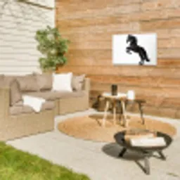 Zwart - Paard - Portret Tuinposter op houten frame 2 cm dik klein -sfeer2