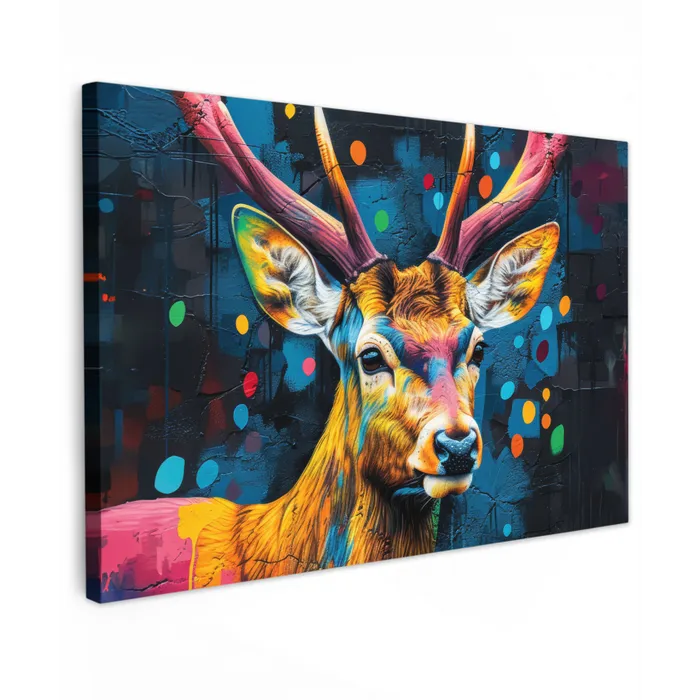 Graffiti - Hert - Dier - Kleurrijk canvas 2cm klein -z3d